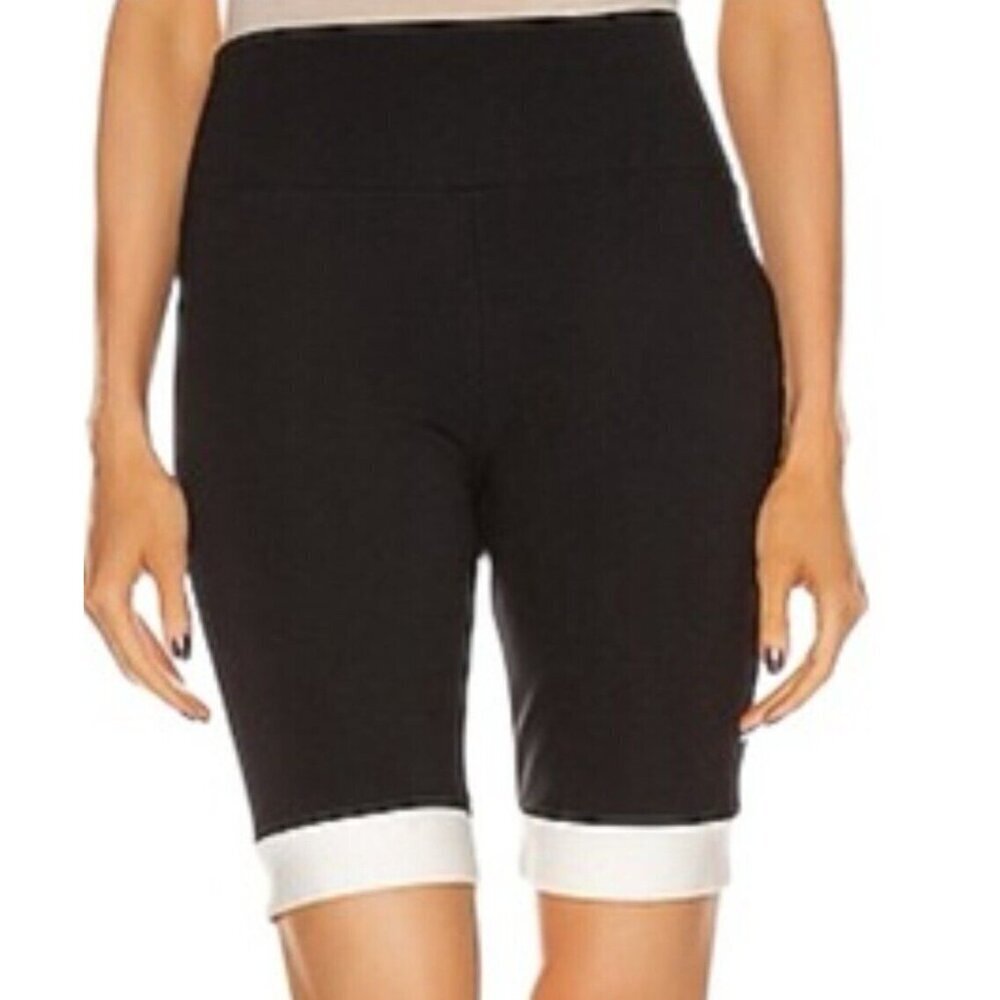 STAUD Bike Shorts high waist black with White Cuffs